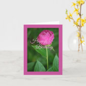 Roze Pioen - Gelukkig Verjaardag Kaart (Gele Bloem)