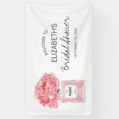 Roze Pioen Geurige Bloemige Bruiloftswelcome Spandoek (Verticaal)