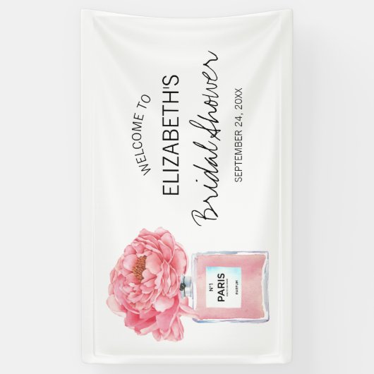 Roze Pioen Geurige Bloemige Bruiloftswelcome Spandoek (Verticaal)