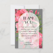 Roze Pioen Grijs Bruiloftsontbijt  Bedankkaart (Voorkant)