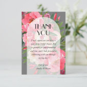 Roze Pioen Grijs Bruiloftsontbijt  Bedankkaart (Staand voorkant)