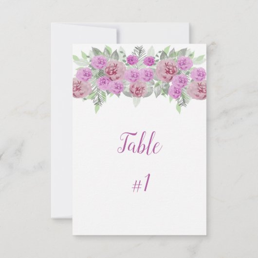 Roze Pioen Groene Ontvangst Tafelkaart Kaart (Achterkant)