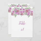 Roze Pioen Groene Ontvangst Tafelkaart Kaart (Voorkant / Achterkant)