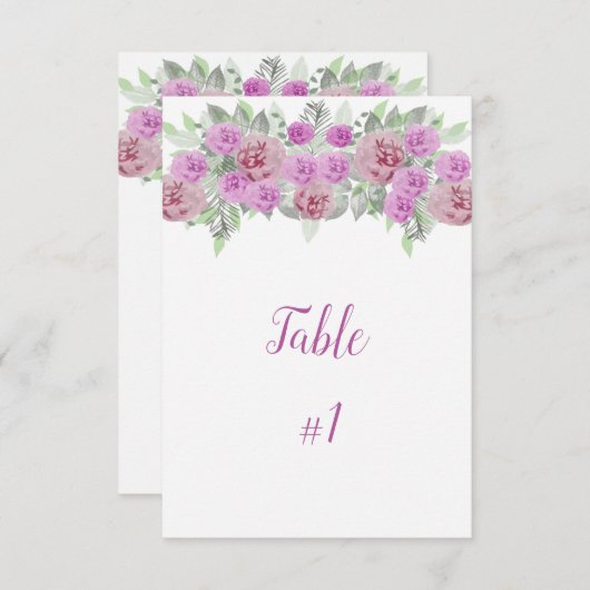 Roze Pioen Groene Ontvangst Tafelkaart Kaart (Voorkant / Achterkant)