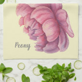 Roze Pioen Grote Bloem Theedoek (Gevouwen)