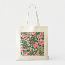 Roze Pioen Hamsa Hand Boze Oog Bloemmotief Tote Bag