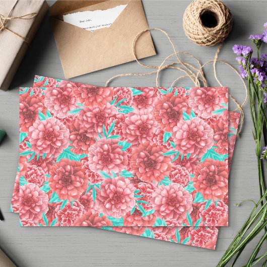 Roze Pioen Hand getrokken bloemenpatroon Tissuepapier