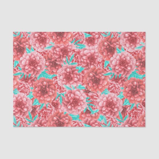 Roze Pioen Hand getrokken bloemenpatroon Tissuepapier (Voorkant)