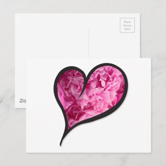 Roze Pioen Hart Bloemen Ontwerp Briefkaart (Voorkant / Achterkant)