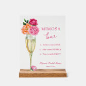 Roze Pioen Helder Bloemig Mimosa Bar Douche Acryl Bord (Voorkant)