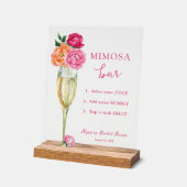 Roze Pioen Helder Bloemig Mimosa Bar Douche Acryl Bord (Hoek)
