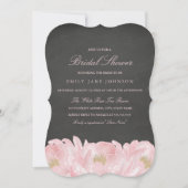 Roze pioen krijtbord bruids douche uitnodiging (Voorkant)
