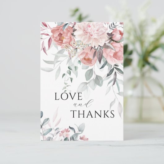 Roze Pioen Liefde & Bedankt Bruiloft (Staand voorkant)