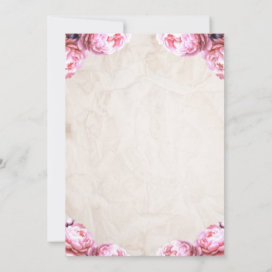 Roze Pioen Mason Pot Rustieke Bruiloft Feest Kaart (Achterkant)