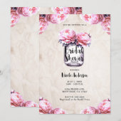 Roze Pioen Mason Pot Rustieke Bruiloft Feest Kaart (Voorkant / Achterkant)