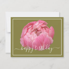 Roze Pioen Met Dauwdruppels Groen Achtergrond Verj Briefkaart