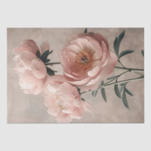 Roze Pioen met Groene Bladeren Decoupage Tissuepapier