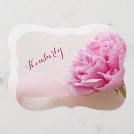 Roze pioen met lint bruidsmeisje kaart (Voorkant / Achterkant)