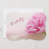 Roze pioen met lint bruidsmeisje kaart (Voorkant)