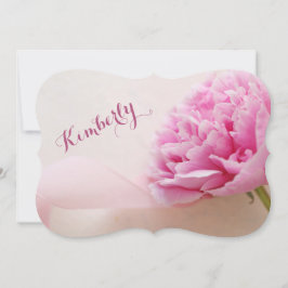 Roze pioen met lint bruidsmeisje kaart