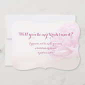 Roze pioen met lint bruidsmeisje kaart (Achterkant)