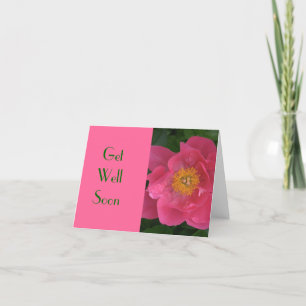 "ROZE PIOEN MET MARIGOLD CENTER" / SNEL GEZOND WOR KAART