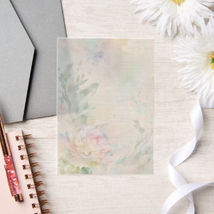 Roze pioen met Paarse en blauwe accenten Vellum Uitnodigingen