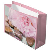 Roze Pioen Met Zen Stenen Cadeautas (Voorkant Gekanteld)