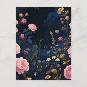 Roze Pioen Middennachtelijke Tuinbloei Briefkaart