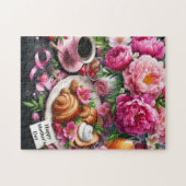 Roze Pioen Moederdag Brunch Legpuzzel (Horizontaal)