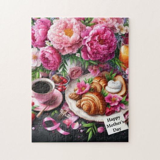 Roze Pioen Moederdag Brunch Legpuzzel (Verticaal)