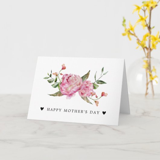 Roze Pioen Moederdagkaart Kaart (Gele Bloem)