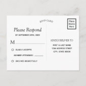 Roze Pioen & Navy Achtergrond | RSVP Uitnodiging Briefkaart (Achterkant)