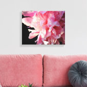 Roze Pioen op zwarte achtergrond Canvas Print (Insitu (Woonkamer))