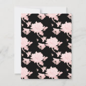 Roze Pioen op Zwarte uitnodiging vintage gevoel (Achterkant)