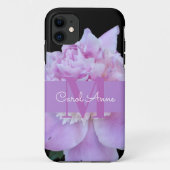 Roze Pioen Paarse Monogram Zwart Case-Mate iPhone Case (Achterkant)