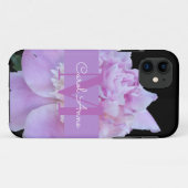 Roze Pioen Paarse Monogram Zwart Case-Mate iPhone Case (Achterkant (horizontaal))