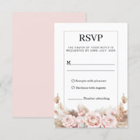 Roze Pioen Pampas Gras RSVP Antwoordkaart