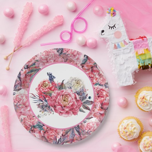Roze Pioen Papier Bord (Feest)