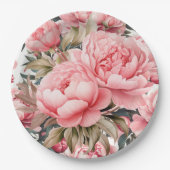 Roze Pioen Papieren Bordje (Voorkant)