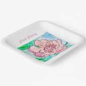 Roze Pioen Papieren Bordje (Gebogen)
