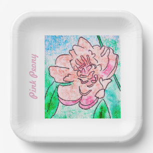 Roze Pioen Papieren Bordje