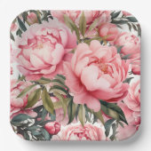 Roze Pioen Papieren Bordje (Voorkant)
