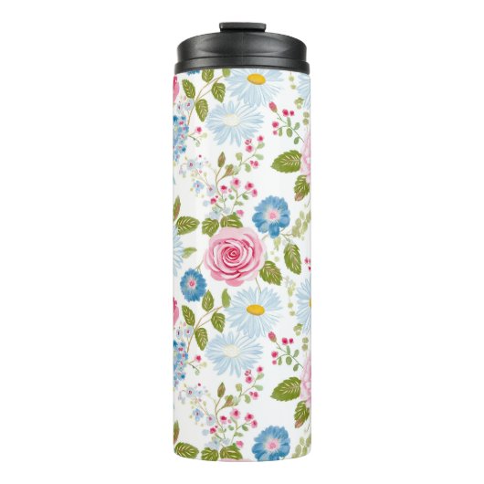 Roze Pioen Patronen Thermosbeker (Voorkant)