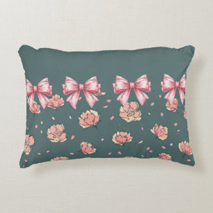 Roze pioen patroon en boog accent kussen