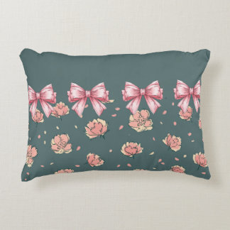 Roze pioen patroon en boog accent kussen