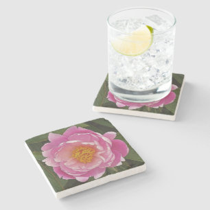 ROZE PIOEN (PEONY LIEBCHEN) STENEN ONDERZETTER