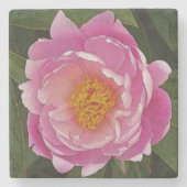 ROZE PIOEN (PEONY LIEBCHEN) STENEN ONDERZETTER (Voorkant)