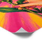Roze Pioen Pop Art Fijne Kunstprint Poster (Hoek)