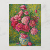 Roze Pioen Postkaart (Voorkant)